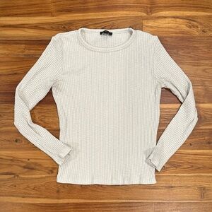 J. Crew Off-White Ribbed Long Sleeve Tee